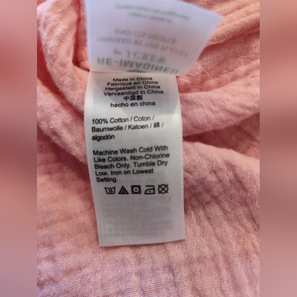 J Crew Reimagined Pink Cotton Gauze Long Sleeve Shirt Blouse Coastal Grandma - Picture 6 of 6